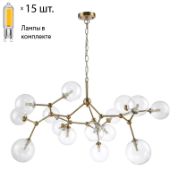 Подвесная люстра с лампочками CRYSTAL LUX MAXIMO SP15 BRONZE+Lamps