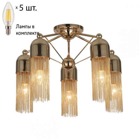 Потолочная люстра с лампочками Favourite Zaria 2739-5P+Lamps E14 Свеча 