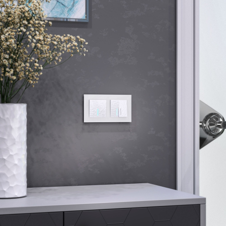 Выключатель двухклавишный с подсветкой без рамки Werkel Hammer белый W1220101