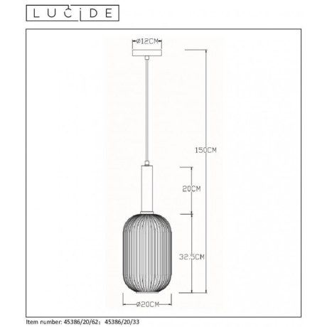 Подвесной светильник Lucide Maloto 45386/20/62 