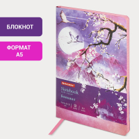 Блокнот А5 (143x210 мм), BRAUBERG VISTA "Sakura", под кожу, гибкий, 80 л., 112076 (112076)