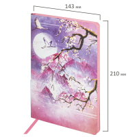 Блокнот А5 (143x210 мм), BRAUBERG VISTA "Sakura", под кожу, гибкий, 80 л., 112076 (112076)