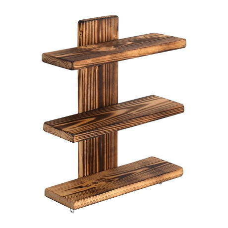 Нарушена упаковка!  <387926> Полка настенная, трёхъярусная, 40х28х12 см, обожжённая сосна "Банные штучки" в кор./2 33160