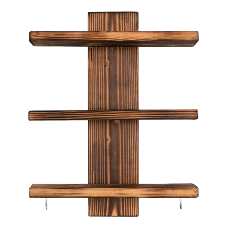 Нарушена упаковка!  <387926> Полка настенная, трёхъярусная, 40х28х12 см, обожжённая сосна "Банные штучки" в кор./2 33160