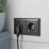 Розетка с заземлением и со шторками и 2хUSB, без рамки Werkel черный матовый W1171508