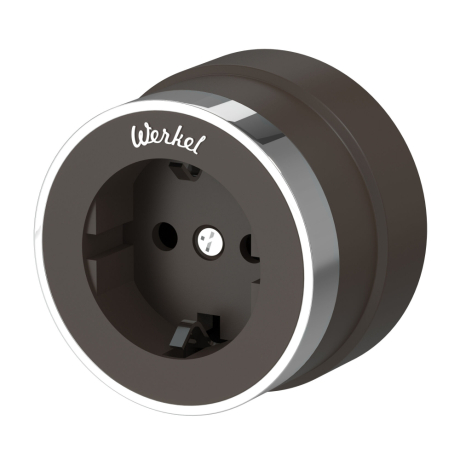 Розетка с заземлением Werkel Vintage (мокко матовый/хром) W5871052