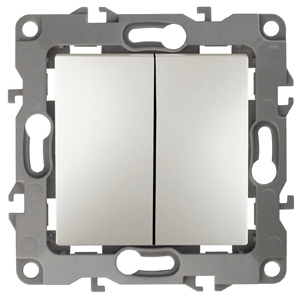 Выключатель двухклавишный ЭРА 12 10AX 250V 12-1004-15 Б0019314