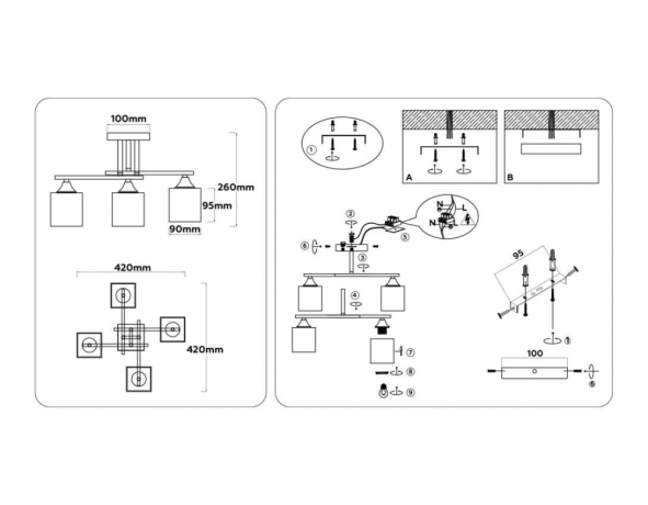 Люстра на штанге Ambrella Light TR TR303042 