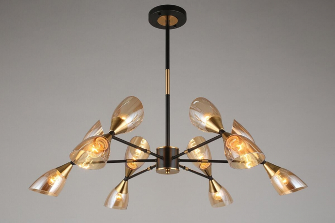 Люстра на штанге с лампочками Omnilux OML-66807-12+Lamps 