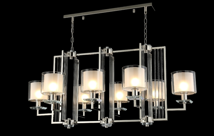 Подвесная люстра Crystal Lux NICOLAS SP8 L1000 NICKEL/WHITE 