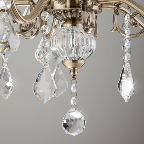 Подвесная люстра Eurosvet 3281/5 античная бронза/прозрачный хрусталь Strotskis 