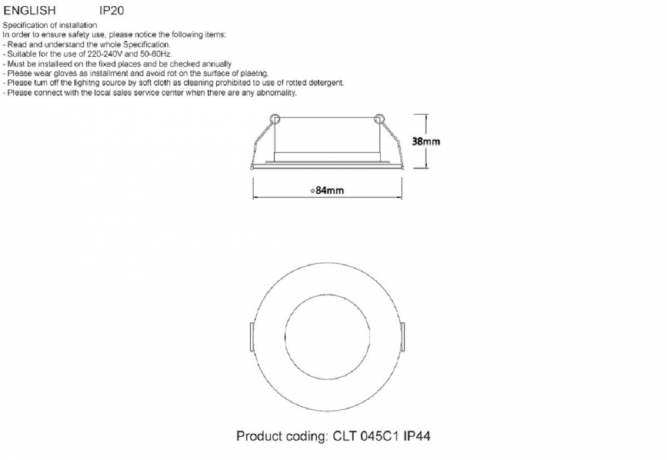 Встраиваемый светильник Crystal Lux CLT 045C1 BL IP44 