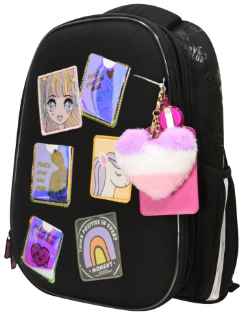 Нарушена упаковка! <712395> Рюкзак Schoolformat ERGONOMIC LIGHT КОМИКС АНИМЕ 21 л черн. 38х29х19 жестк. каркас 2 отд. молния держатель для карточек брелок кармашки РЮКЖКМБ-КА (247696)