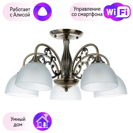 Потолочная люстра Spica Arte lamp с поддержкой Алиса A3037PL-5AB-A 