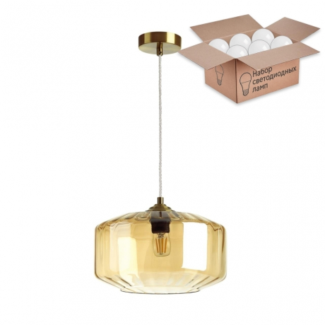Подвесной светильник с лампочкой Odeon Light Binga 4747/1+Lamps А60 