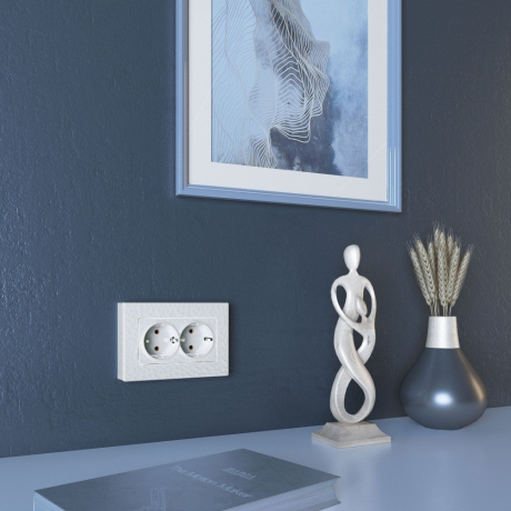 Витринный образец!  <280554> Рамка для двойной розетки (белый) Hammer Werkel W0082401