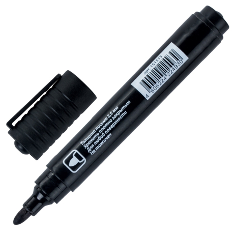 Нарушена упаковка!  <203654> Маркер перманентный ОФИСНАЯ ПЛАНЕТА, ЧЕРНЫЙ, круглый наконечник, 2,5 мм, 151515 (151515)