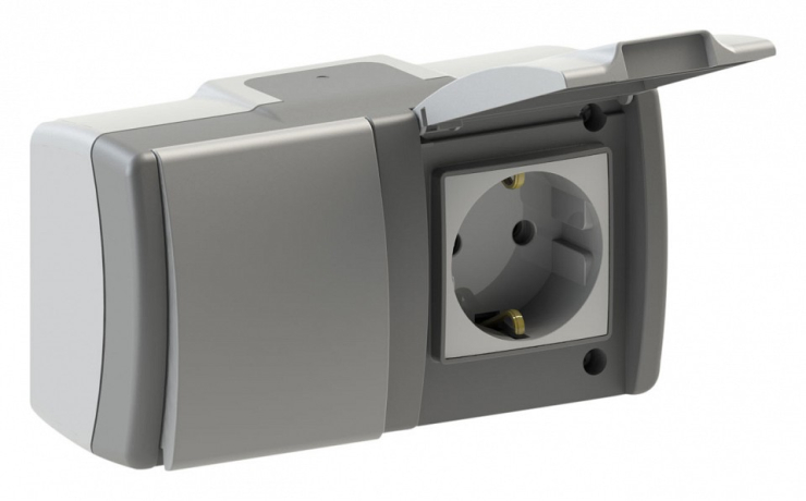 Блок с розеткой и выключателем Mono Electric Octans IP54 154-020001-180 