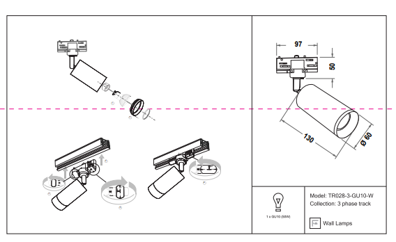 Светильник на штанге Maytoni Technical Focus TR028-3-GU10-W 