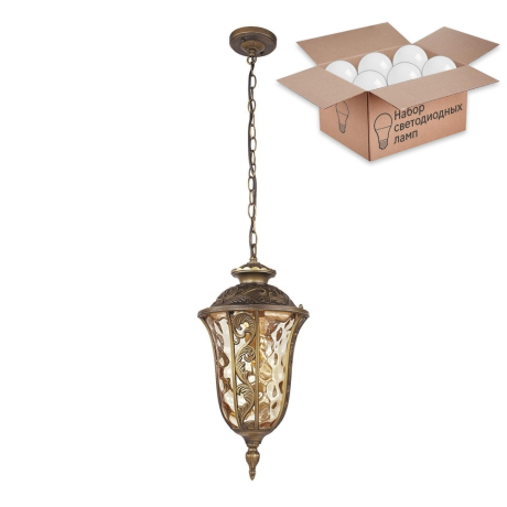 Уличный подвесной светильник с лампочкой  Favourite Luxus 1495-1P+Lamps А60