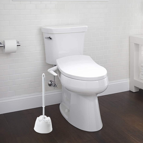 Нарушена упаковка!  <220270> Ерш для унитаза ЛЮБАША, с подставкой, пластик, белый, 603627 (603627)