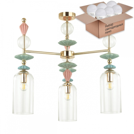 Люстра на штанге с лампочками Odeon Light Bizet 4855/3C+Lamps E14 P45 