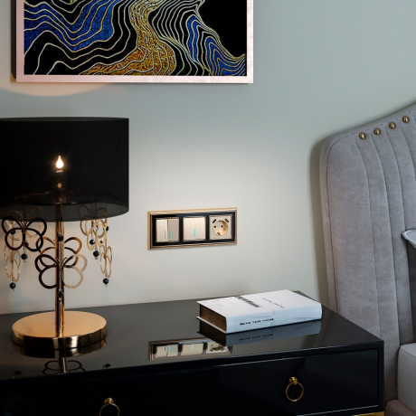 Выключатель двухклавишный с подсветкой без рамки Werkel шампань рифленый W1120110