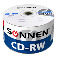 Диски CD-RW SONNEN 700 Mb 4-12x Bulk (термоусадка без шпиля), КОМПЛЕКТ 50 шт., 512578 (512578)