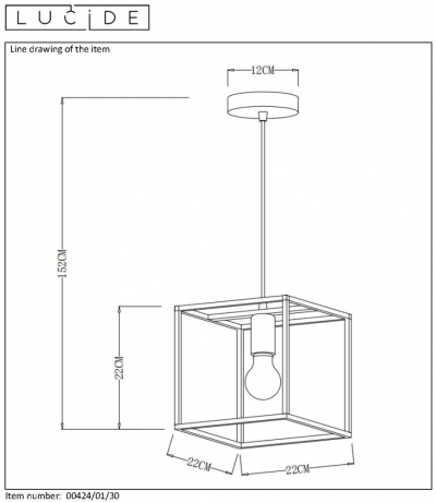 00424/01/30 Подвесной светильник Lucide Ruben 