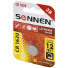 Нарушена упаковка! <653224> Батарейка литиевая CR1620 1 шт. "таблетка, дисковая, кнопочная", SONNEN Lithium, в блистере, 455599 (455599)