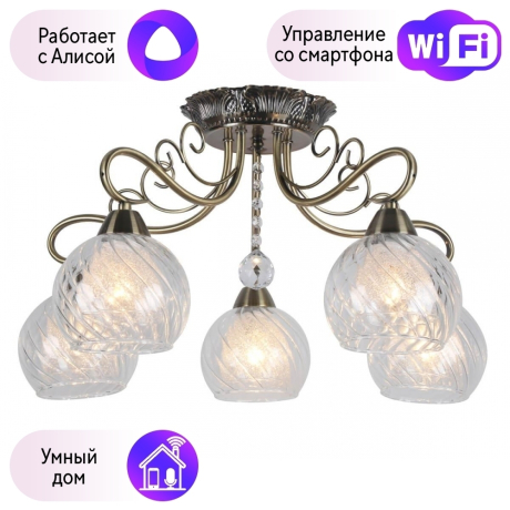 Люстра с поддержкой Алисы потолочная Omnilux OML-53507-05-A 