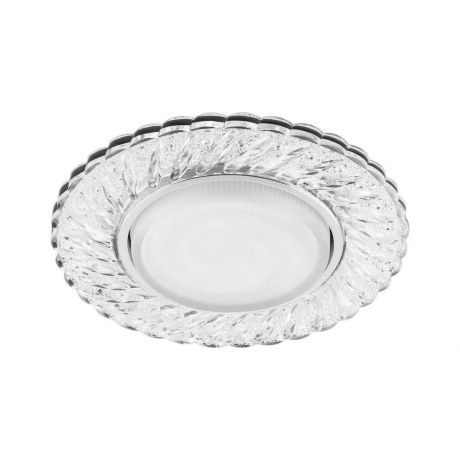 Нарушена упаковка!  <175836> Светильник встраиваемый с белой LED подсветкой Feron CD4021 потолочный GX53 без лампы прозрачный  29474