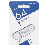 Флеш-диск 64 GB, SMARTBUY Crown, USB 2.0, белый, SB64GBCRW-W (512779)