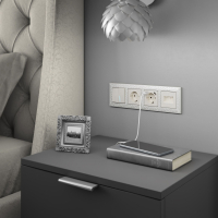 Выключатель  двухклавишный проходной с подсветкой (перламутровый рифленый) Werkel W1122113