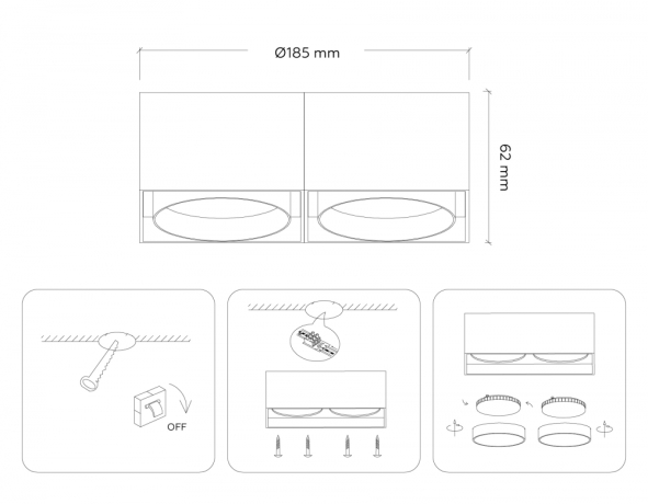 Встраиваемый светильник с лампочками Ambrella light TN70872+Lamps 