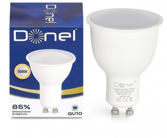 Лампа светодиодная Donel DN03 GU10 9Вт 3000K DN03004W9GU10Dim 