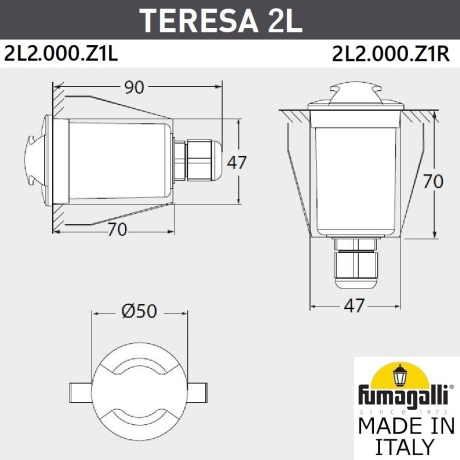 Уличный встраиваемы светильник Fumagalli TERESA 2L 2L2.000.000.LXZ1L