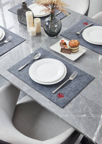 420133 Салфетка для сервировки декоративная (плейсмат) LAKANDAVA, L450, B300, H3, полиэстер, серый, красный Eglo 