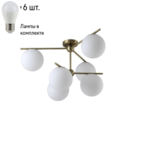 Потолочная люстра Crystal Lux  с лампочками FELIZ SP-PL6 BRONZE/WHITE+Lamps E27 P45 