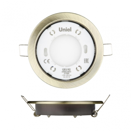Встраиваемый ультратонкий светильник Uniel GX53/H2 ANTIQUE BRASS 10 PROM (UL-00005056) 