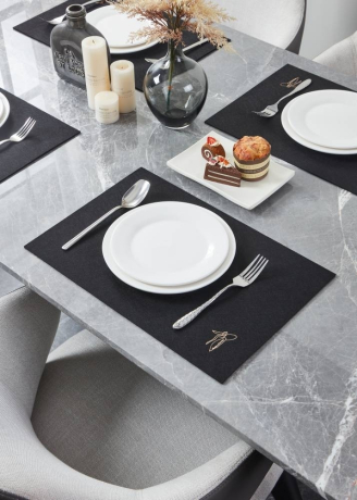 420138 Салфетка для сервировки декоративная (плейсмат) LAKANDAVA, L450, B300, H3, полиэстер, черный, золотой Eglo 