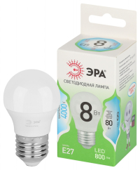 Нарушена упаковка! <841654> Лампочка светодиодная ЭРА GREEN LINE LED P45-8W-840-E27 GL E27 8 Вт шар яркий белый свет Б0067073