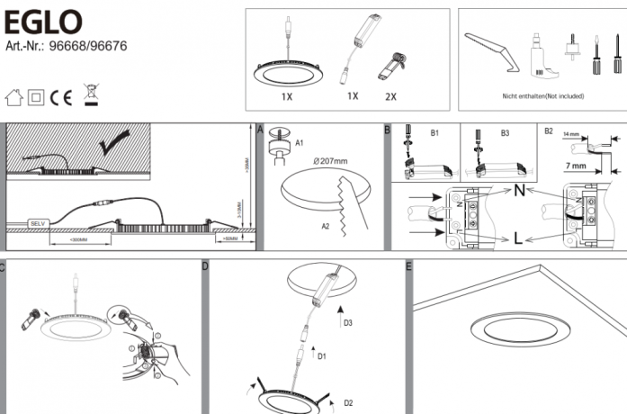 Встраиваемый ультратонкий светильник Eglo Fueva-C (96668)