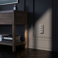 Розетка тройная с заземлением и шторками (графит рифленый) Gallant Werkel W5073104