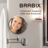 Зеркало настенное BRABIX, диаметр 17 см, двухстороннее, с увеличением, нержавеющая сталь, выдвижное (петли), 604952 (604952)