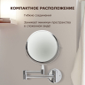 Зеркало настенное BRABIX, диаметр 17 см, двухстороннее, с увеличением, нержавеющая сталь, выдвижное (петли), 604952 (604952)