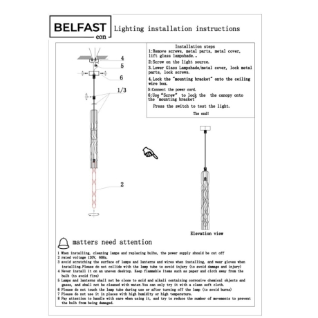 Нарушена упаковка! <705455> Подвесной светильник Belfast Grosvenor 167-1 CR GR Серый