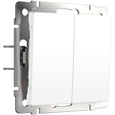 Выключатель проходной двухклавишный с самовозвратом без рамки Werkel белый матовый W1122461 