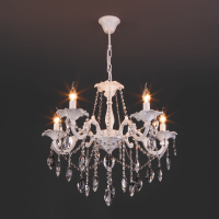 Подвесная люстра Eurosvet Veletta 10108/5 белый/прозрачный хрусталь Strotskis a045451