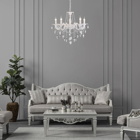 Подвесная люстра Eurosvet Veletta 10108/5 белый/прозрачный хрусталь Strotskis a045451 